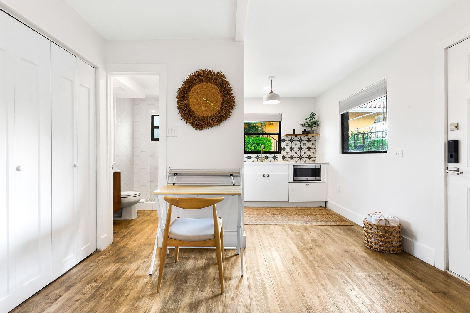 Entry, wardrobe and kitchenette — Calypso Cove 1, Palm Bay Getaways, Grand Cayman