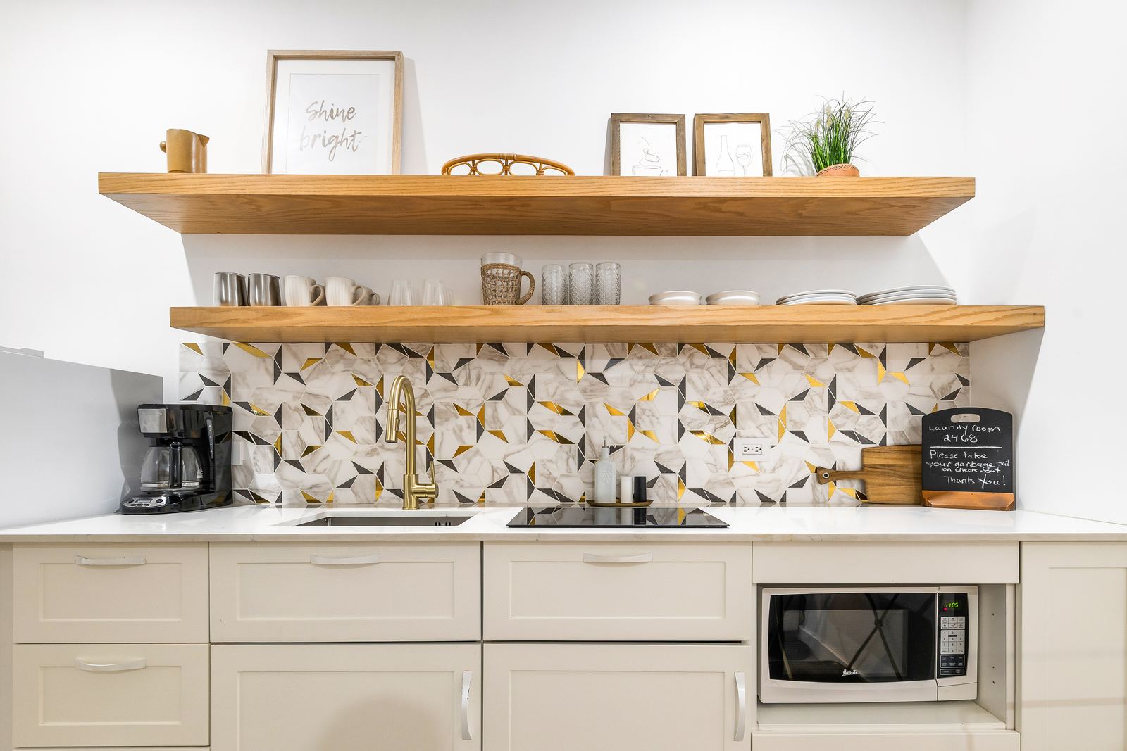 Kitchenette and open shelving — Calypso Cove 6, Palm Bay Getaways, Grand Cayman